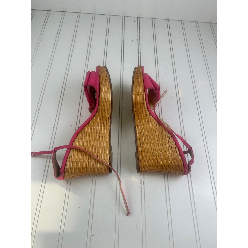 Kate Spade Vintage Y2K 2005 Pink Woven Espadrille Bow Wedges Women's Size 10 - Picture 6 of 11